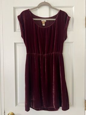 J. Crew Burgundy Velvet Scoop Neck Dress